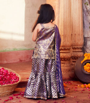 Purple Brocade kurta with matching sharara and dupatta