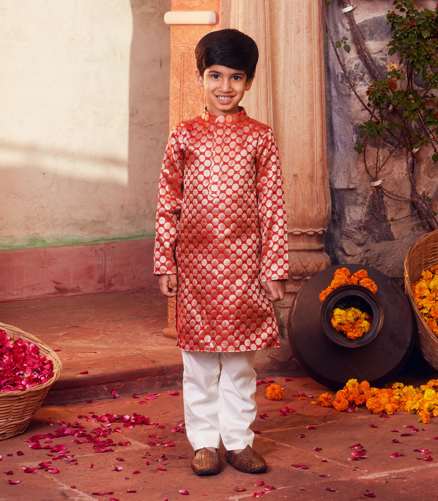 Orange Kurta with white pant