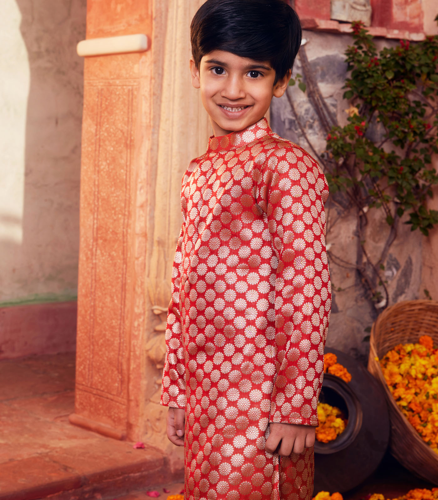 Orange Kurta with white pant - Image 3