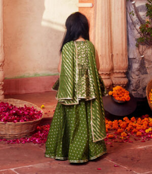 Green peplum top with Palazzo and dupatta