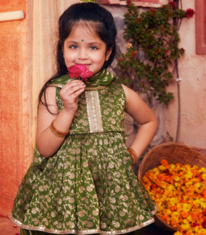 Green peplum top with Palazzo and dupatta