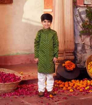 Green Kurta with white pant