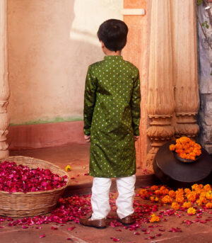 Green Kurta with white pant