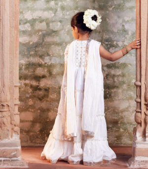 White Anarkali with matching dupatta