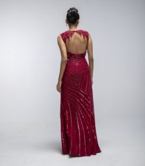 Ruby Red Pure Silk Georgette Gown