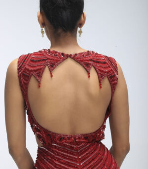 Ruby Red Pure Silk Georgette Gown