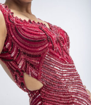 Ruby Red Pure Silk Georgette Gown