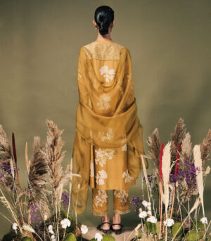 MOSS GREEN DISCHARGE PRINT TUNIC SET