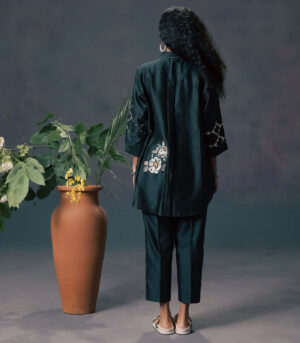 INDIGO SHIRT IN SILK CHANDERI