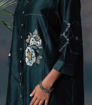 INDIGO SHIRT IN SILK CHANDERI