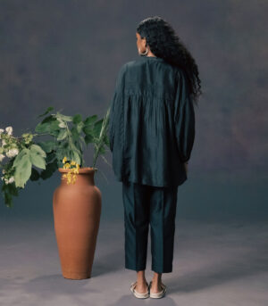 INDIGO SHIRT IN MULBERRY SILK