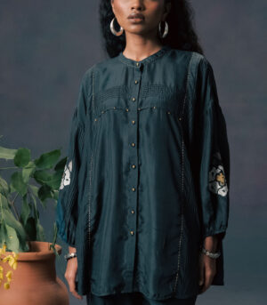 INDIGO SHIRT IN MULBERRY SILK