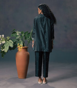 INDIGO SHIRT IN MULBERRY SILK