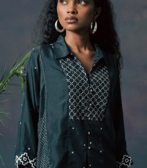 INDIGO SHIRT IN MULBERRY SILK