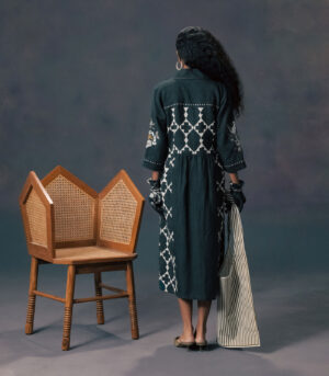 SHIRT DRESS IN LINEN WITH EMBROIDERY