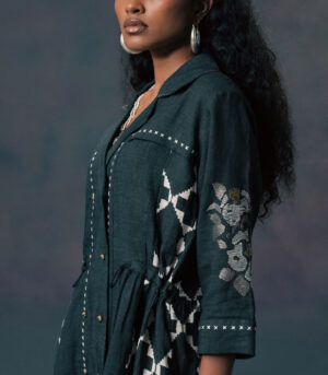 SHIRT DRESS IN LINEN WITH EMBROIDERY