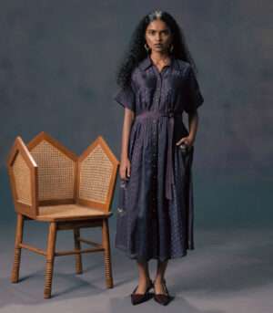 LAVENDER LACE DRESS WITH ROSE PRINT