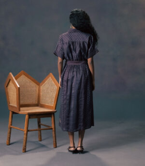 LAVENDER LACE DRESS WITH ROSE PRINT