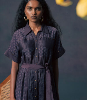 LAVENDER LACE DRESS WITH ROSE PRINT