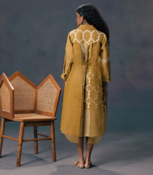 DOUBLE LAYER DISCHARGE PRINT DRESS