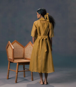 JACKET WITH DRESS IN SILK CHANDERI