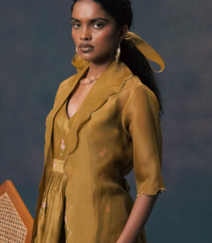 JACKET WITH DRESS IN SILK CHANDERI