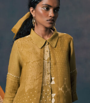 SHIRT IN LINEN AND ORGANZA WITH STRAIGHT PANTS