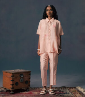 OLD ROSE SHIRT IN MUL CHANDERI