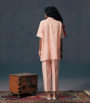 OLD ROSE SHIRT IN MUL CHANDERI