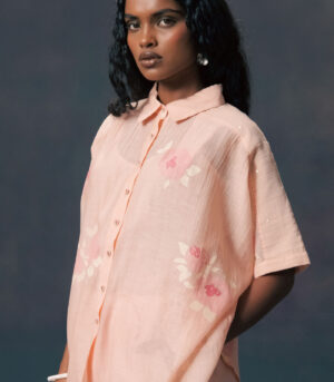 OLD ROSE SHIRT IN MUL CHANDERI