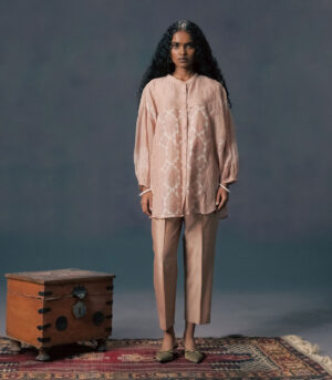SHIRT IN MUL CHANDERI WITH STRAIGHT PANTS