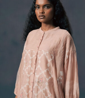 SHIRT IN MUL CHANDERI WITH STRAIGHT PANTS