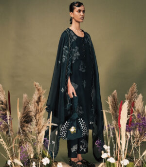 INDIGO DISCHARGE PRINT DOUBLE LAYER TUNIC SET