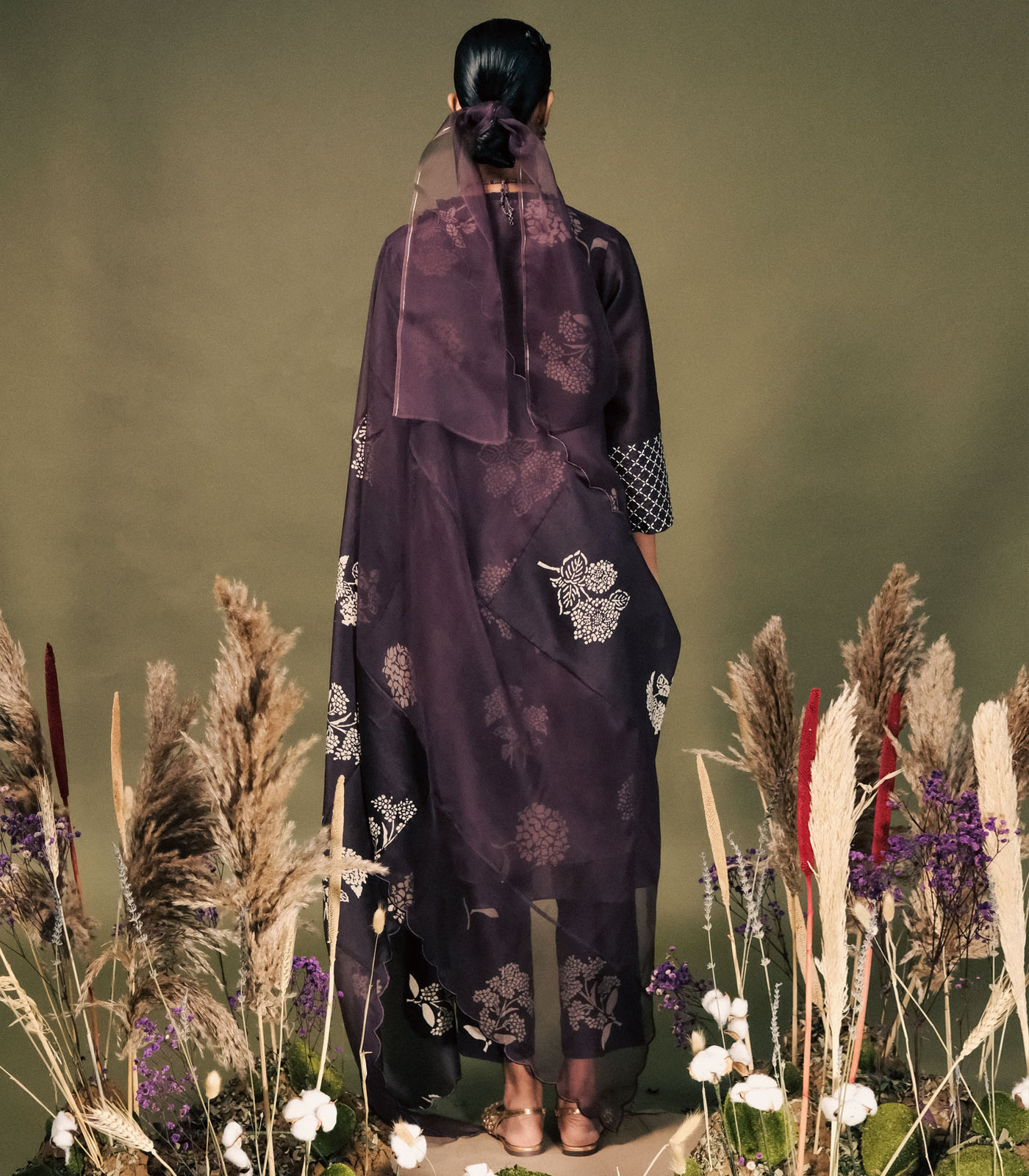 LAVENDER DISCHARGE PRINT DOUBLE LAYER TUNIC - Image 3