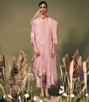 LILAC DISCHARGE PRINT DOUBLE LAYER TUNIC