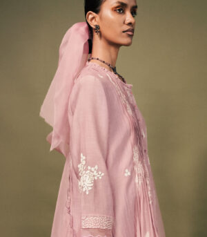 LILAC DISCHARGE PRINT PLEATED TUNIC SET