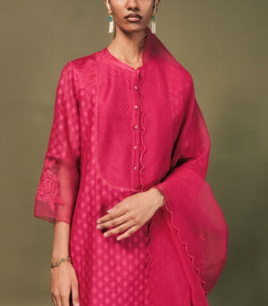 FUCHSIA TUNIC SET IN BANARSI BROCADE