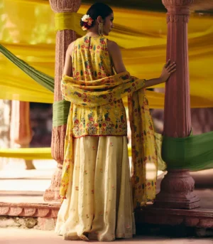 Yellow Short Kurta Sharara