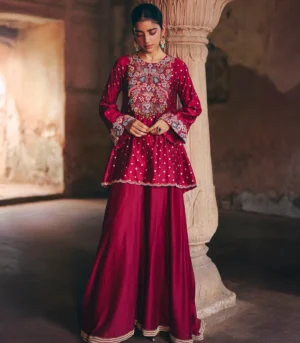 Maroon kurta sharara set