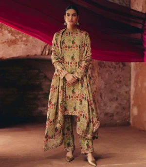 Grey Peacock Kurta – Pant set with Duppata