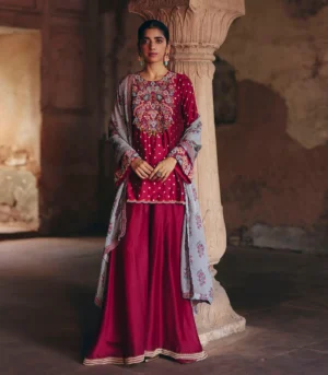 Maroon kurta sharara set