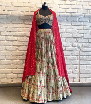 Grey Navratna lehenga