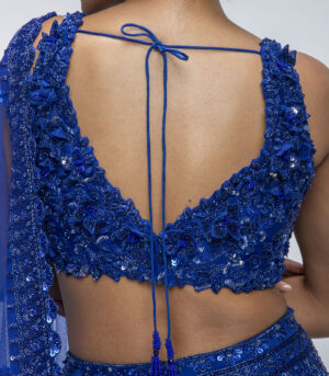 Blue Horizon Pure Silk Crystal Embellished Lehenga Set