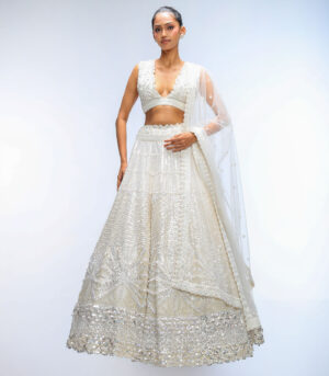 Ivory Illume Pure Silk Sequins Embellished Lehenga Set