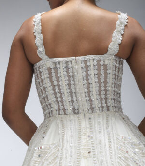 Ivory Pure Silk Organza Cutdana Gown