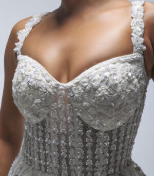 Ivory Pure Silk Organza Cutdana Gown