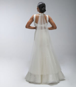 Ivory Illume Pure Silk Embellished Fish-Cut Lehenga Set