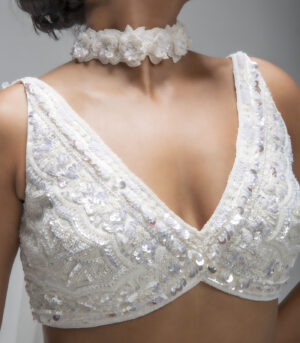 Ivory Illume Pure Silk Embellished Fish-Cut Lehenga Set