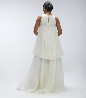 Ivory Viscose Chiffon Sharara Set