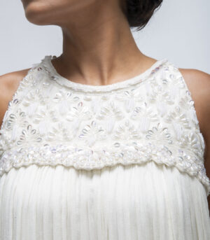 Ivory Viscose Chiffon Sharara Set